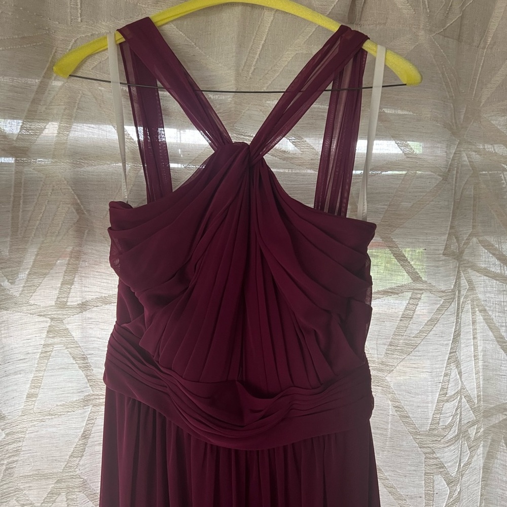 David’s Bridal Size 4 Wine Halter Bridesmaid Floor Length Gown